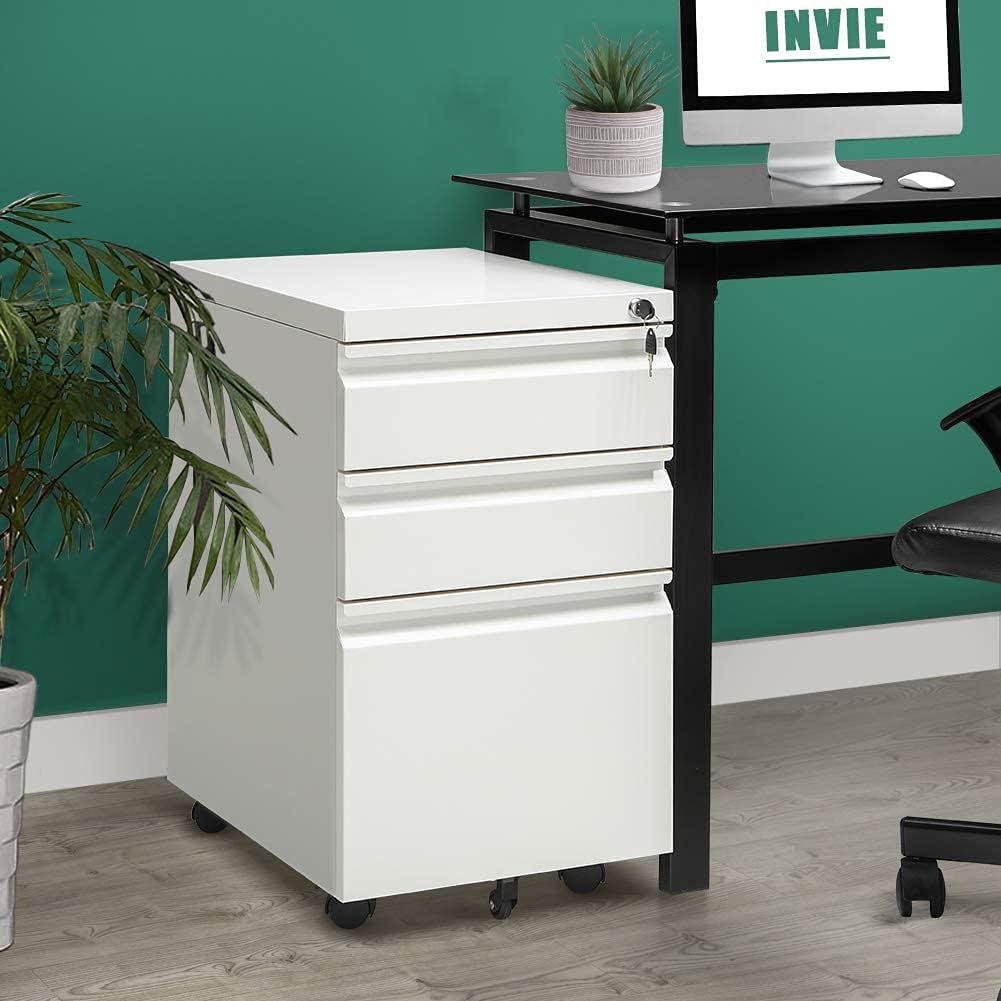 Black Metal 3 Drawer Rolling File Cabinet M443640