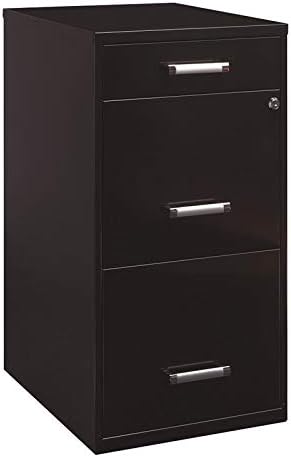 Black 18in Deep 3 Metal Organizer Pencil Drawer Vertical File Cabinet T465