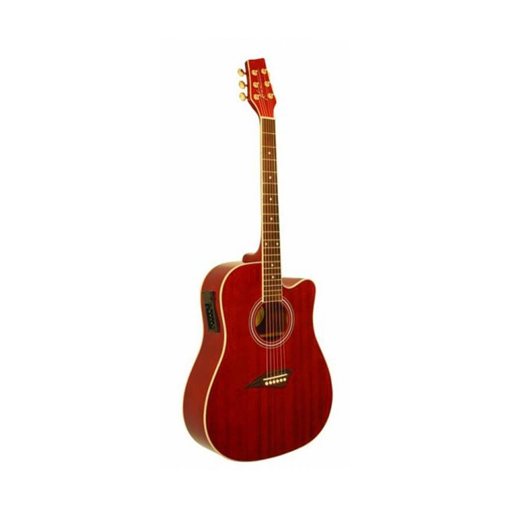 Transparent Red Acoustic Electric Guitar J15546