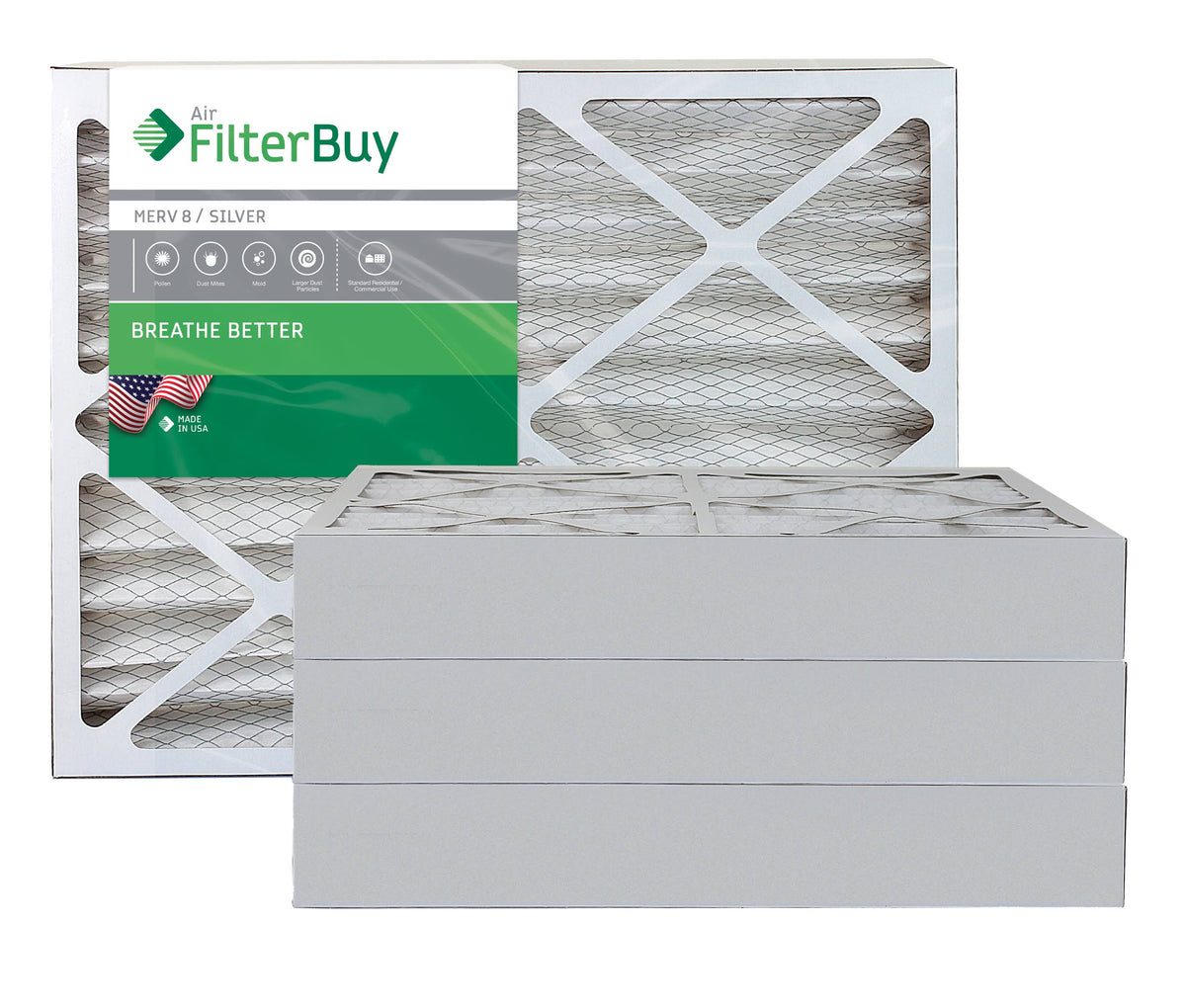 20x25x4 MERV 8 Pleated Air Filter Pack of 4 V222890