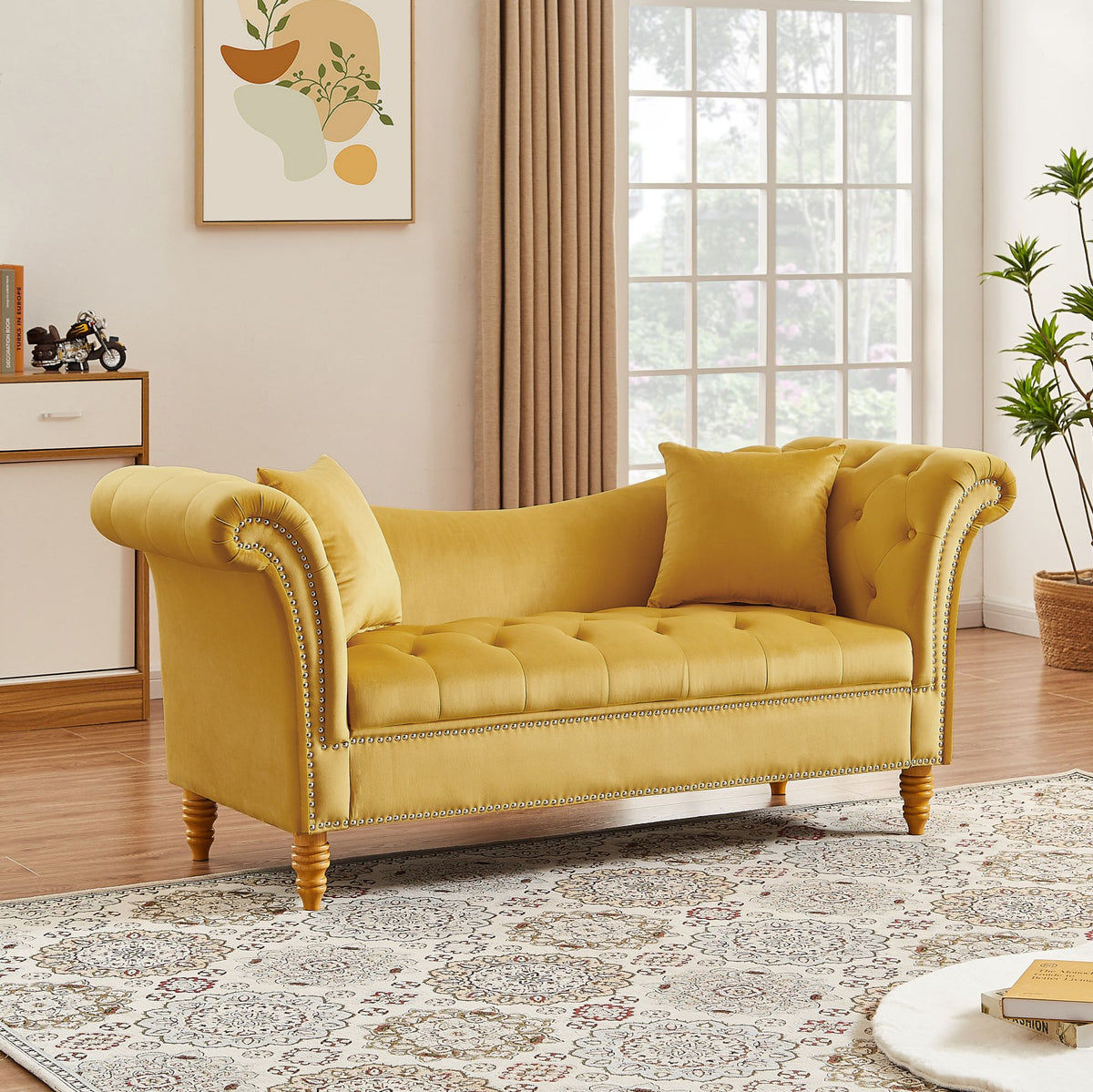 Velvet U Shape Backrest Sofa with Storage J6829