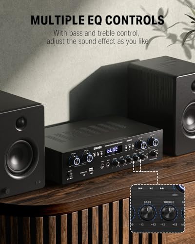 Bluetooth 5.0 Stereo Audio Amplifier Receiver, 4 Channel 440W Peak Power E659