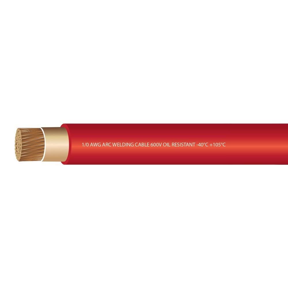 1/0 Gauge Welding Cable 600 Volt Red 20 Feet Z212