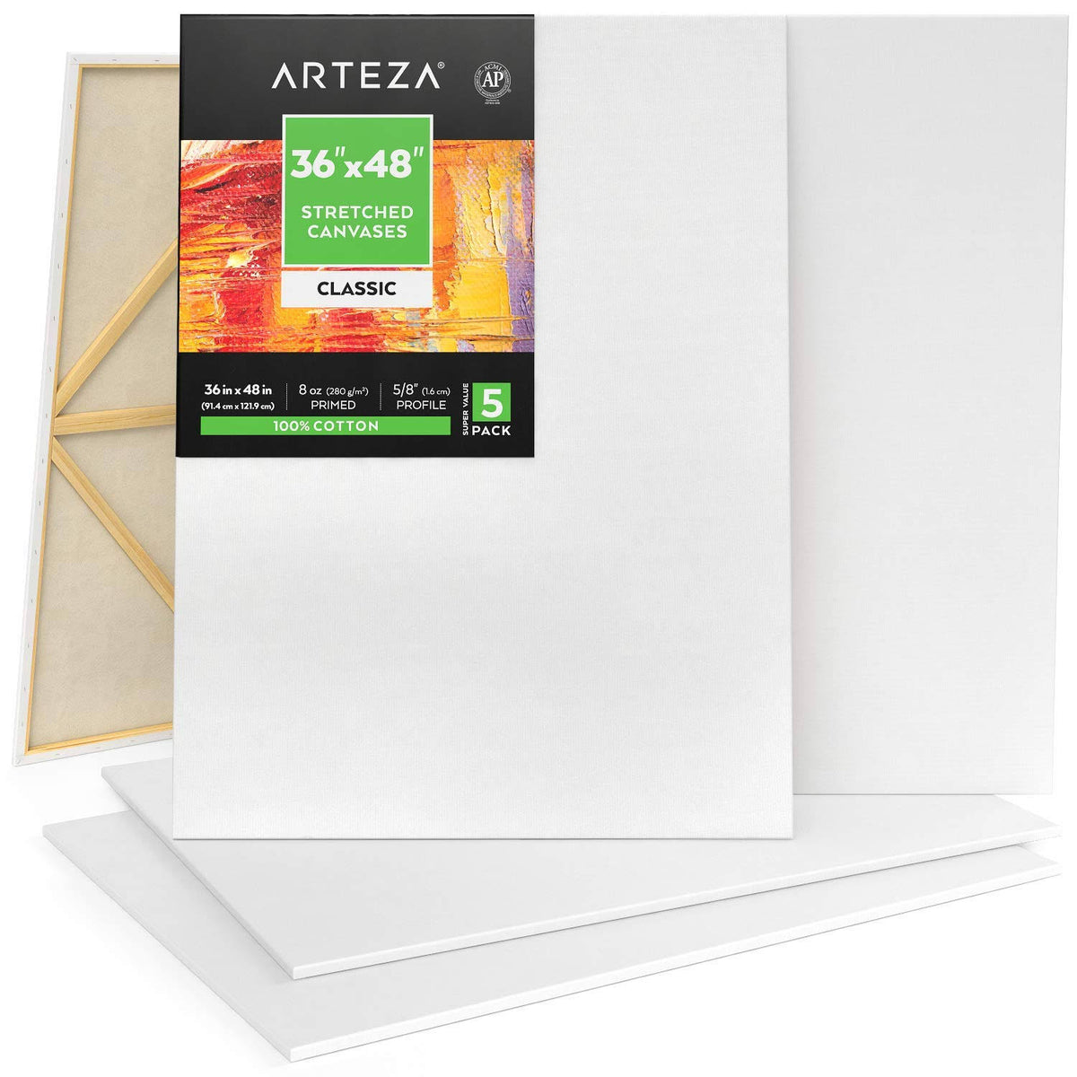 Blank Pre Stretched Canvas, 36x48 inch, Pack of 5 A156709