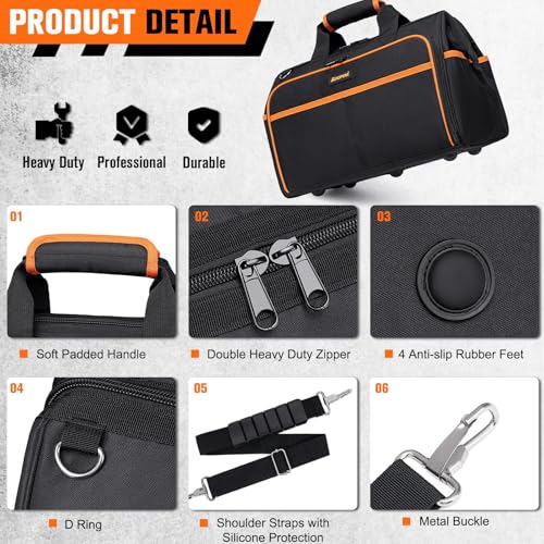 Heavy Duty 17.3-Inch 26-Pocket Waterproof Foldable Tool Bag K3165