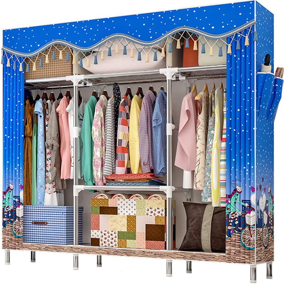 Extra Large Wardrobe Storage Closet with Hang Rod and 2 Side Pockets, Pack of 2 A67071