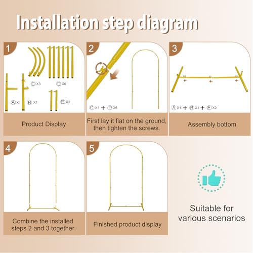 Gold Metal Arch Backdrop Stand Set of 3 O4161