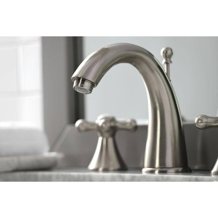 Satin Nickel Widespread Two Handle Lavatory Faucet with Brass Pop-Up U683197