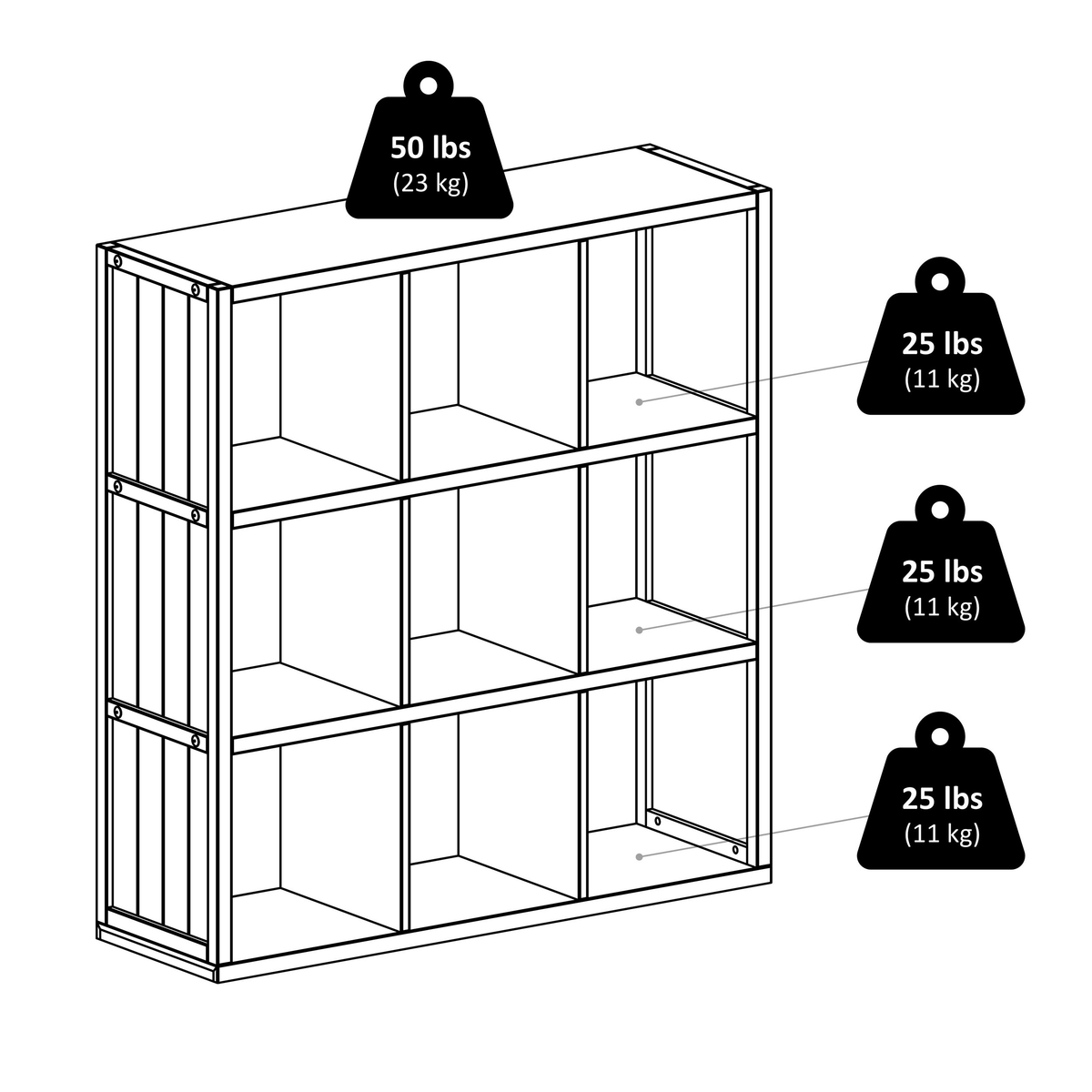2 x 2 Cube Shelf with Wainscoting Panel V7145