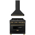 36 In. Dual Fuel Range and Range Hood in Black Stainless Steel C763382