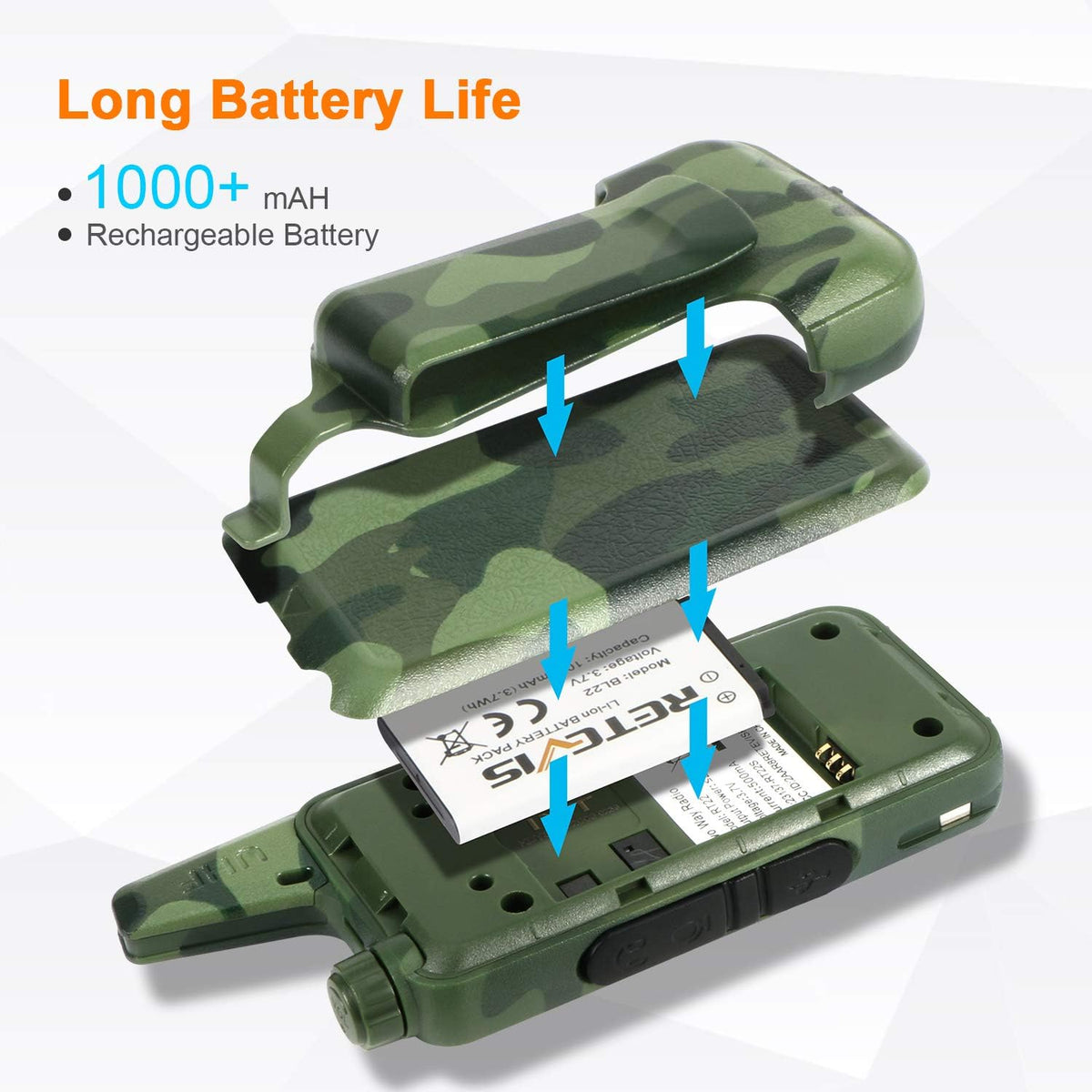 2 Pack Rechargeable Long Range Walkie Talkies N399