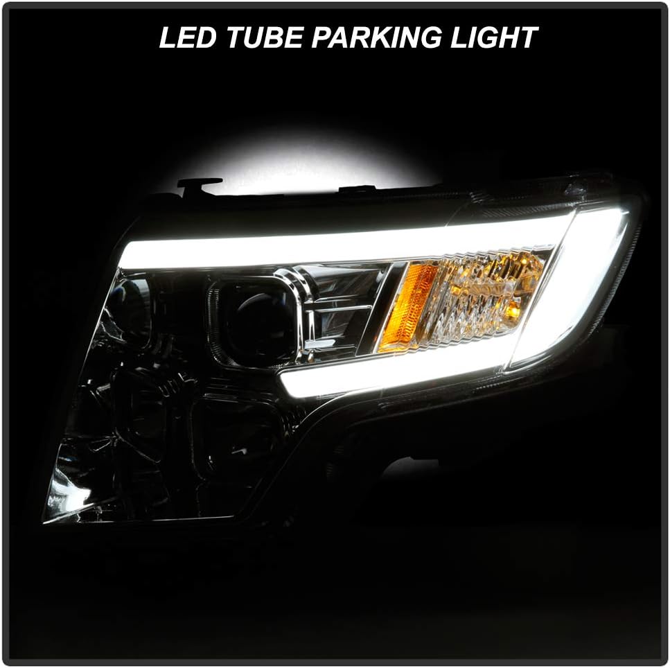 LED Tube Chrome Housing Projector Headlights Headlamps Assembly T99442