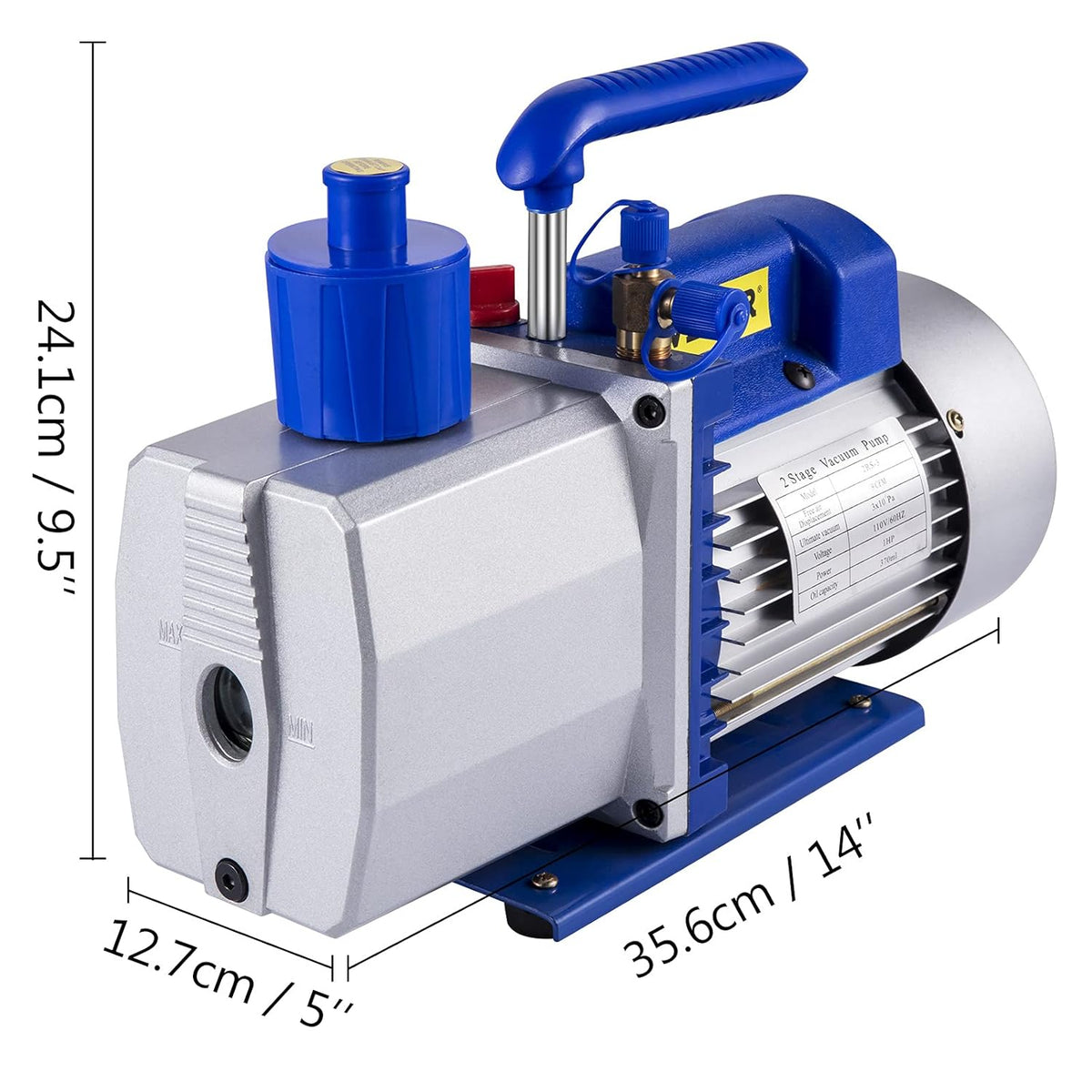 9 CFM 1 HP Single Stage Air Conditioning Vacuum Pump 110V 5PA Rotary Vane Vacuum Pump S7716