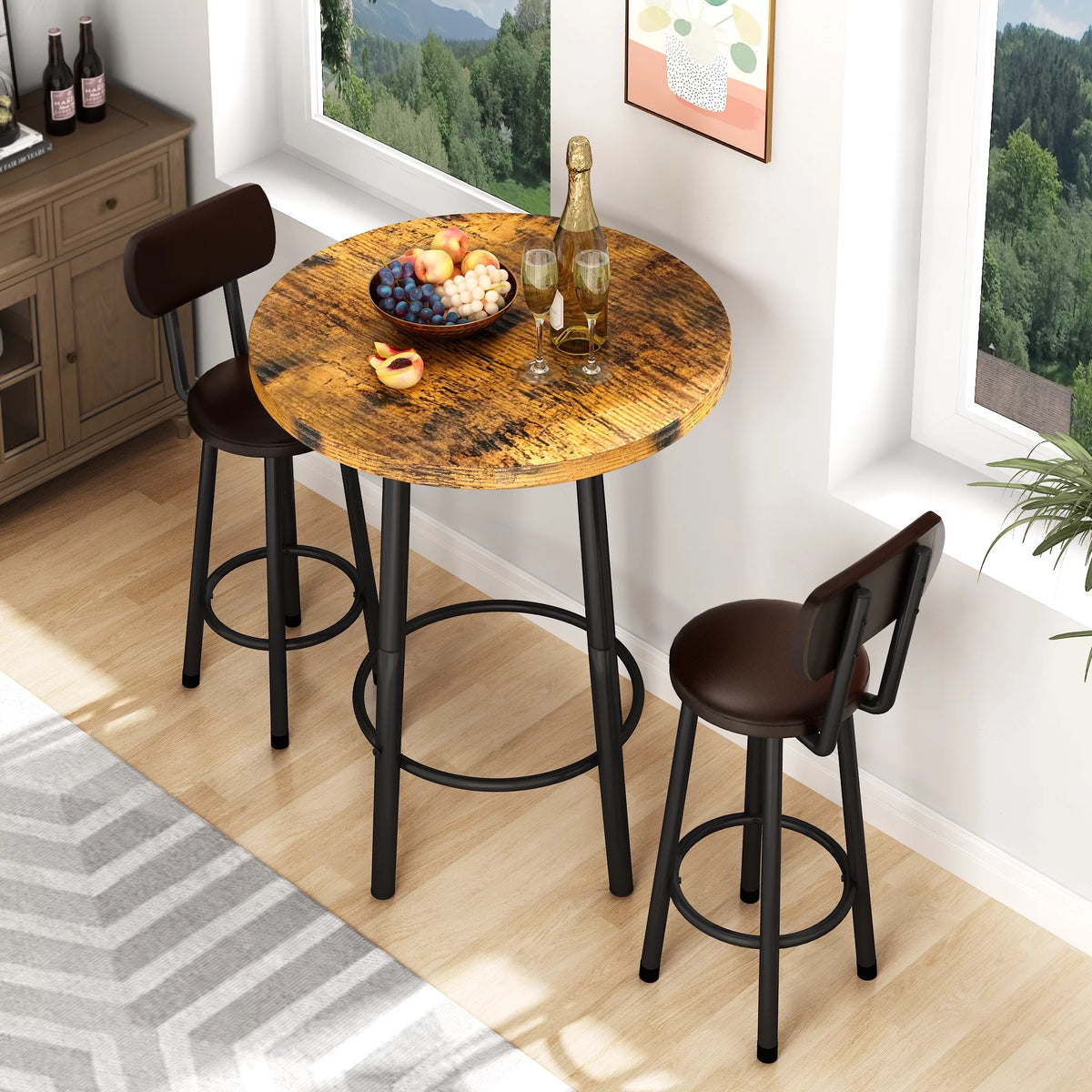 3 Pieces Faux Marble Top Dining Set D848