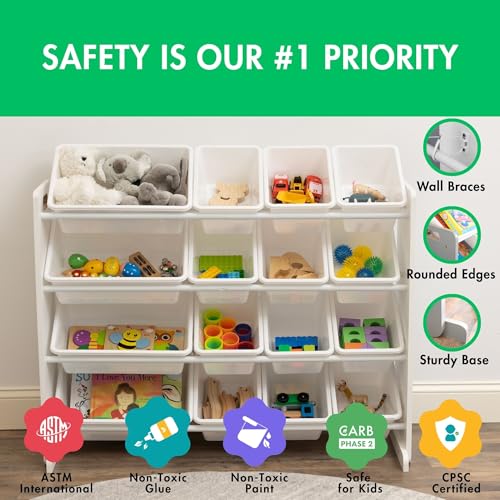 16 Removable Bins Grey White Toy Storage Organizer I8650