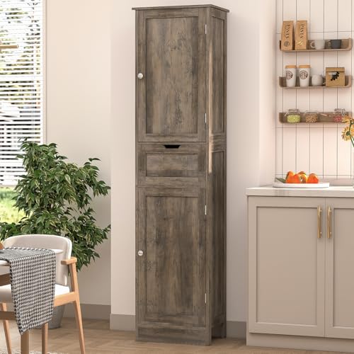 White 67" Tall Bathroom Cabinet with 2 Doors & 1 Drawer Y365278
