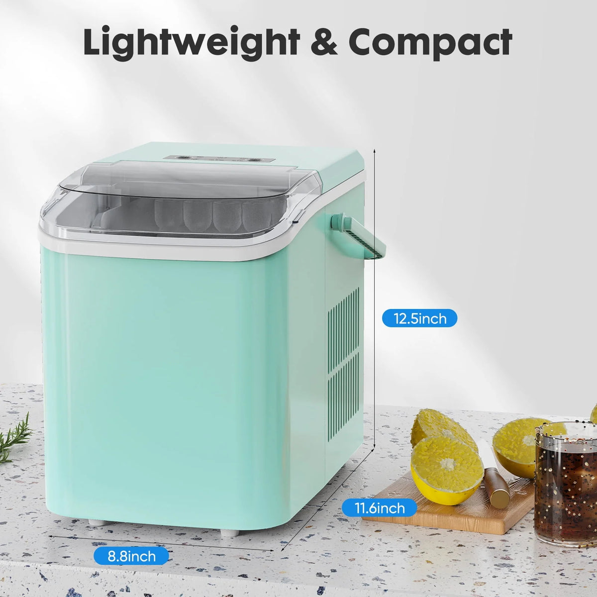 Black Portable Countertop Ice Maker with Handle and Ice Scoop J387812