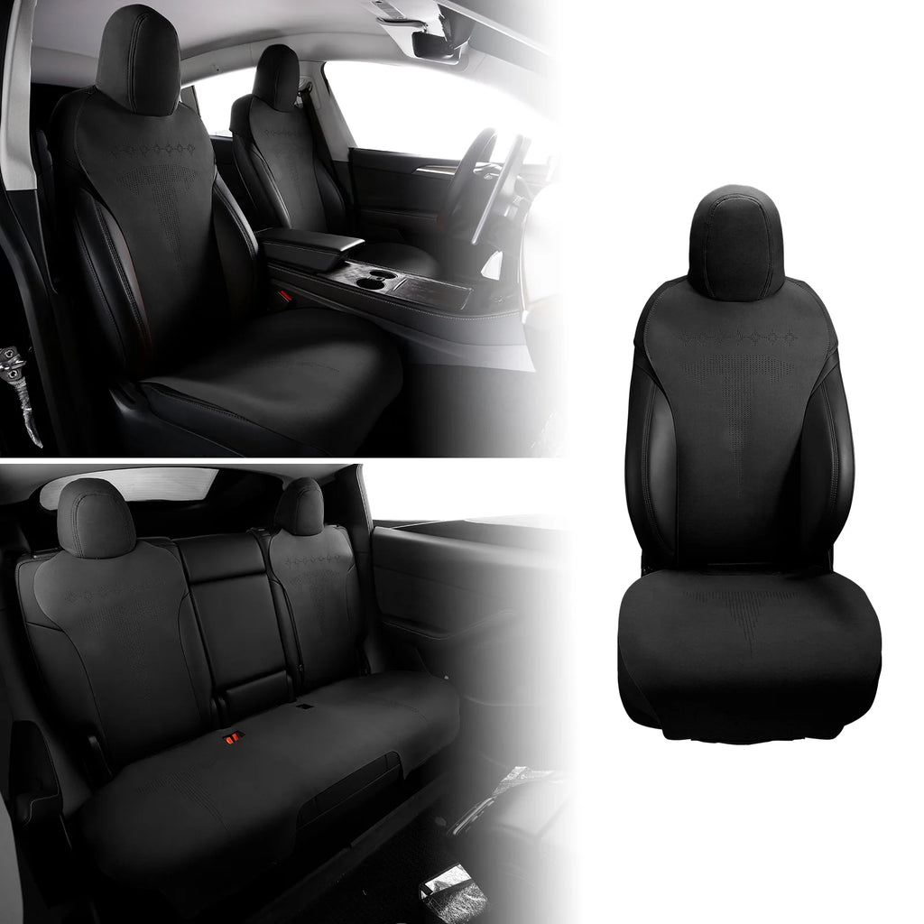 Black Suede Leather Seat Cover Cushion Protectors E564