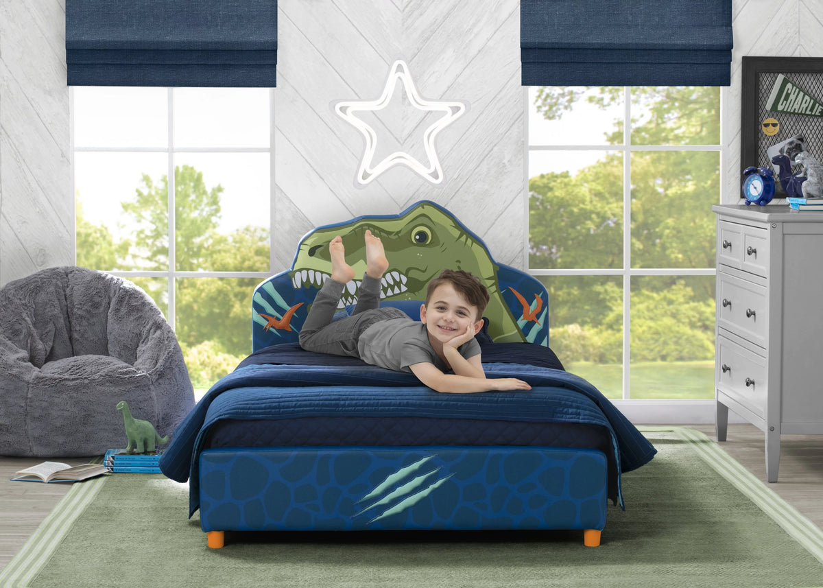 Blue Upholstered Twin Bed G5575