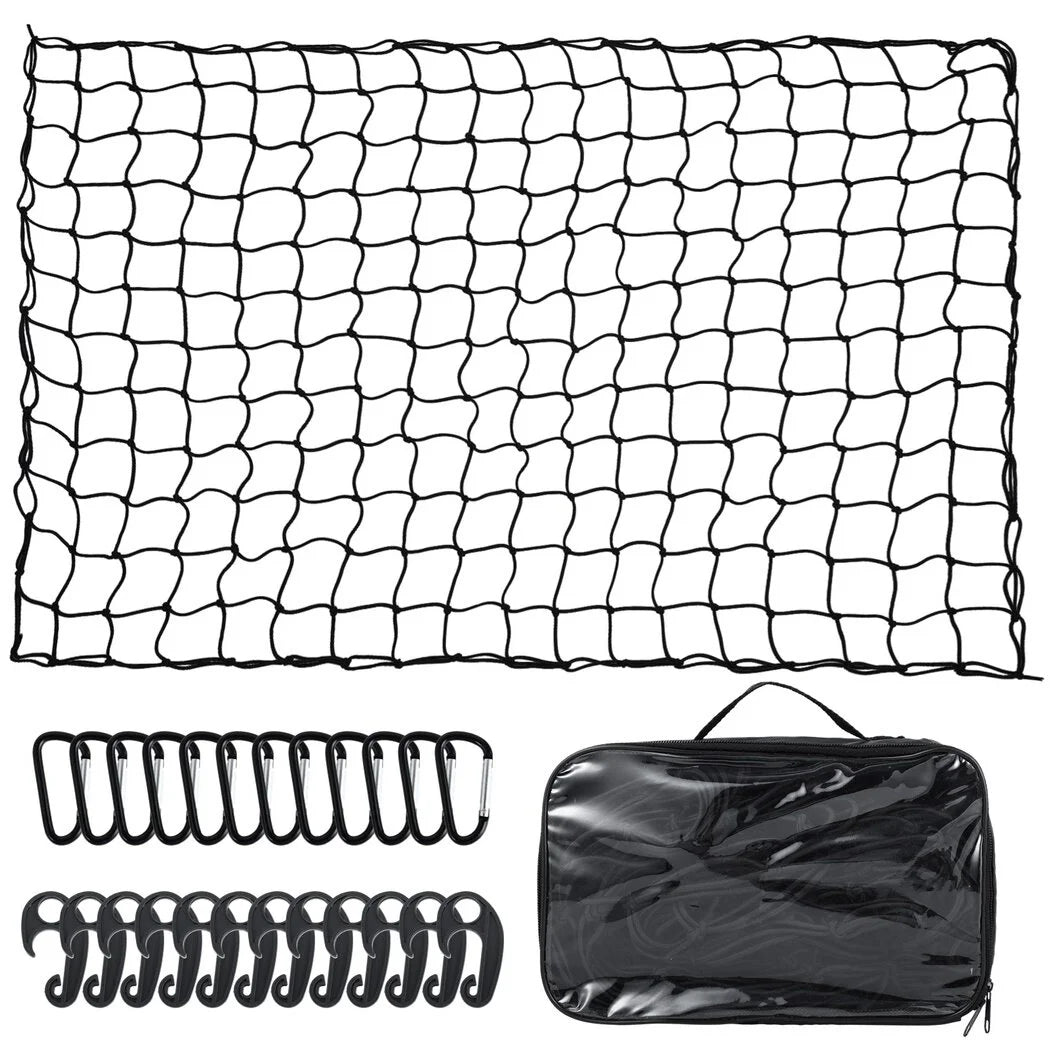Stretchable Cargo Net with 12 Carabiners, 4 x 6 Ft Stretches to 12 x 18 Ft W53796
