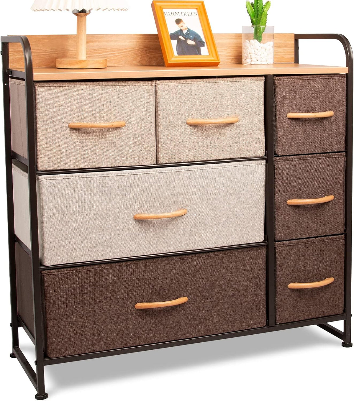 Fabric 7 Drawer Dresser Storage Tower with Steel Frame Z1287