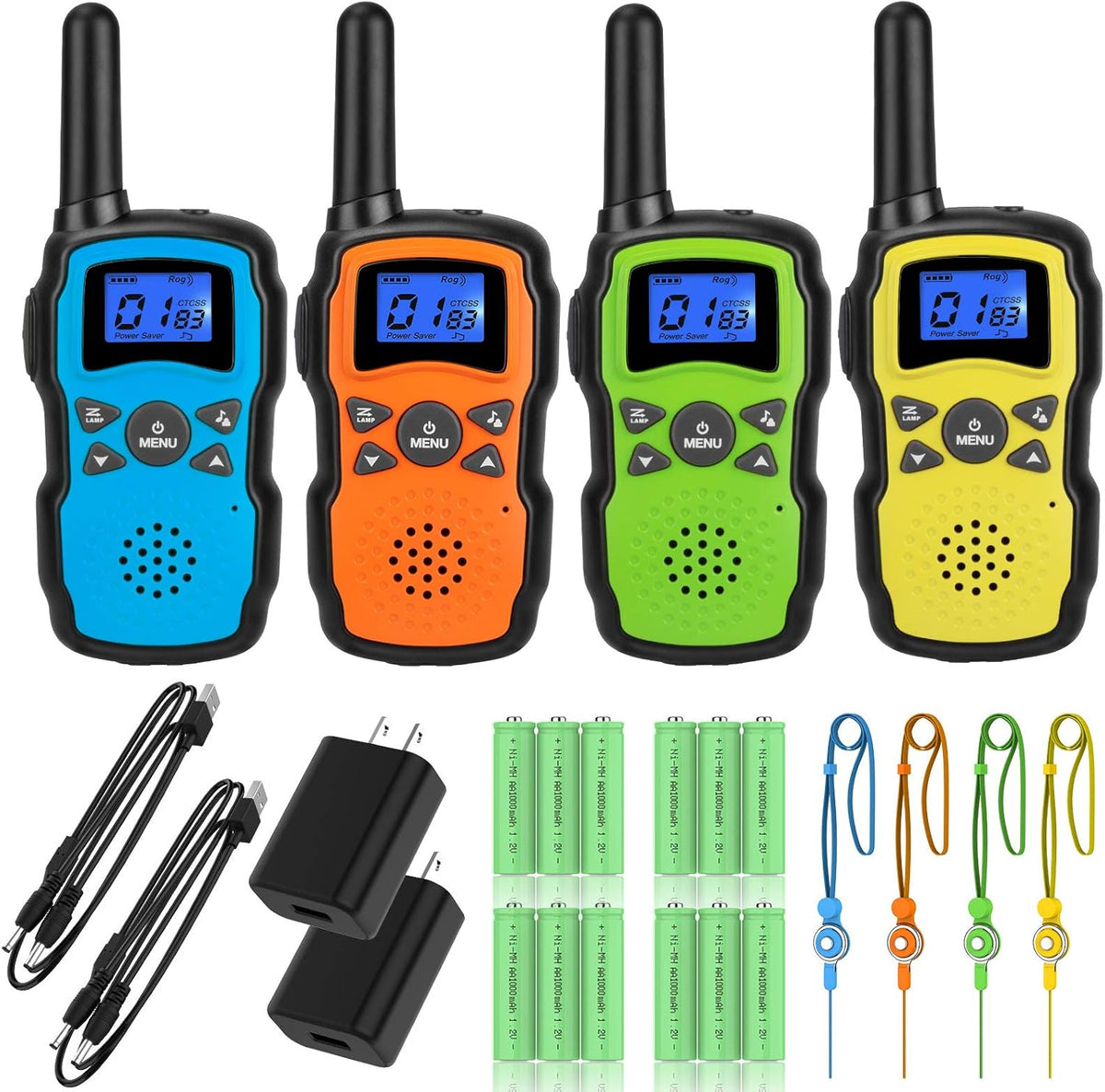 Rechargeable 4 Pack 2 Way Radio with 2 USB Chargers 12000mAh Battery X9254