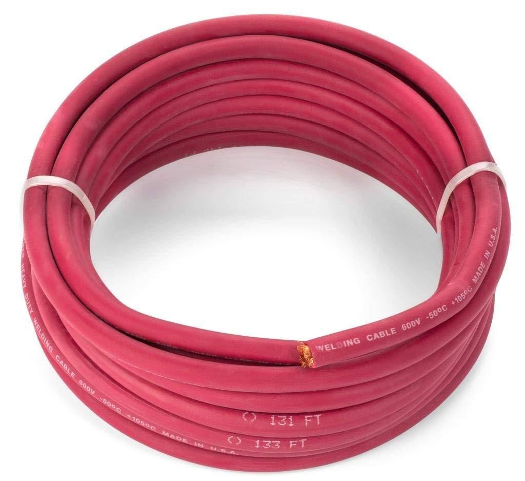 1/0 Gauge Welding Cable 600 Volt Red 20 Feet Z212
