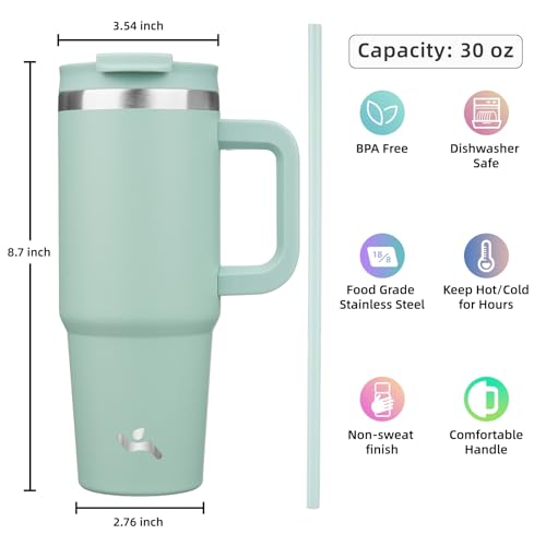 40 oz Insulated Stainless Steel Tumbler with Handle and 2 Straws N618938