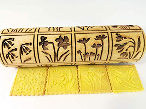 Embossing Rolling Pin with 16 Different Flowers H91816