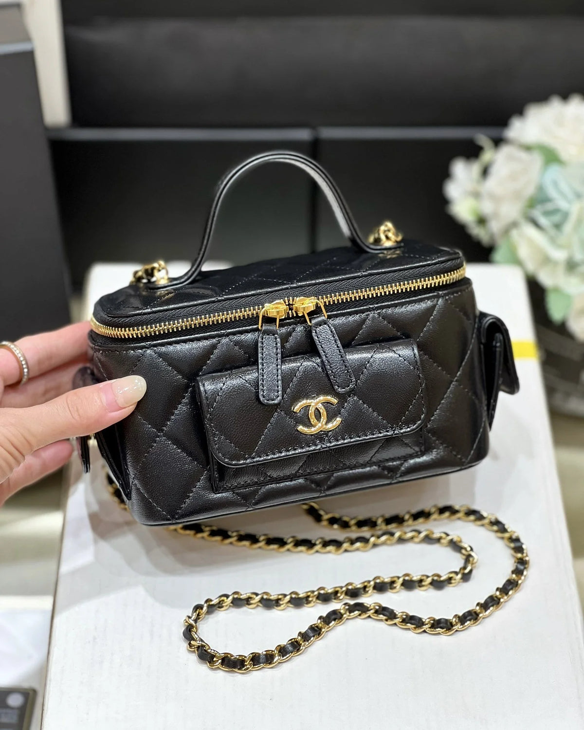Black Vanity Bag With Strap K5020