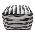 Black and Natural Cotton Square Pouf U22837