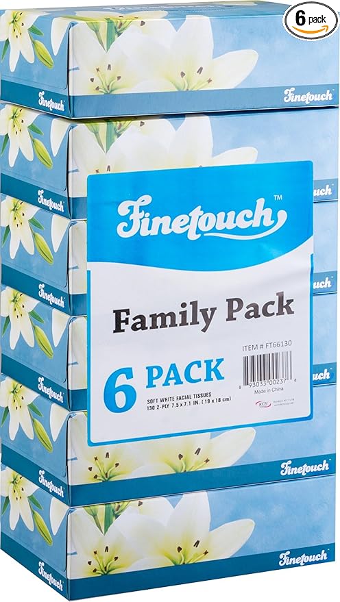 Soft 2 Ply Facial Tissues 130 Count Pack of 6 Z522813