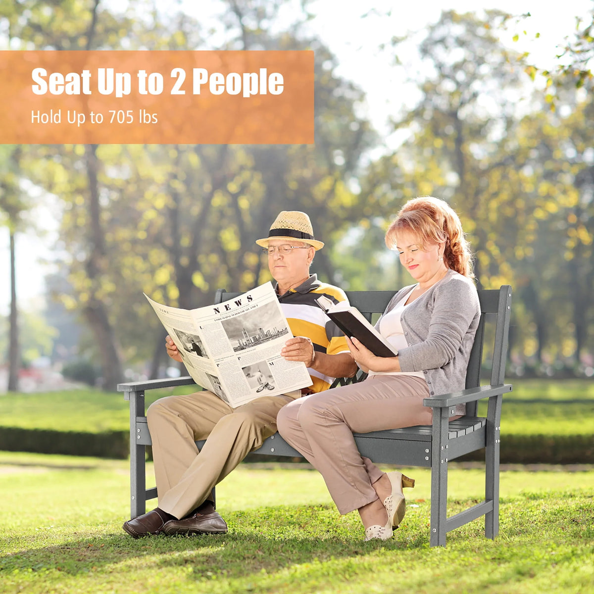 All-Weather HDPE 2-Person Outdoor Bench K907734