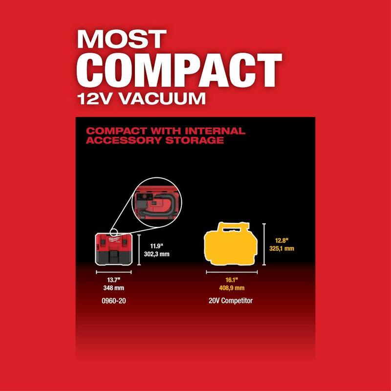 12-Volt Cordless Wet/Dry Shop Vacuum with Compact Inflator M250256