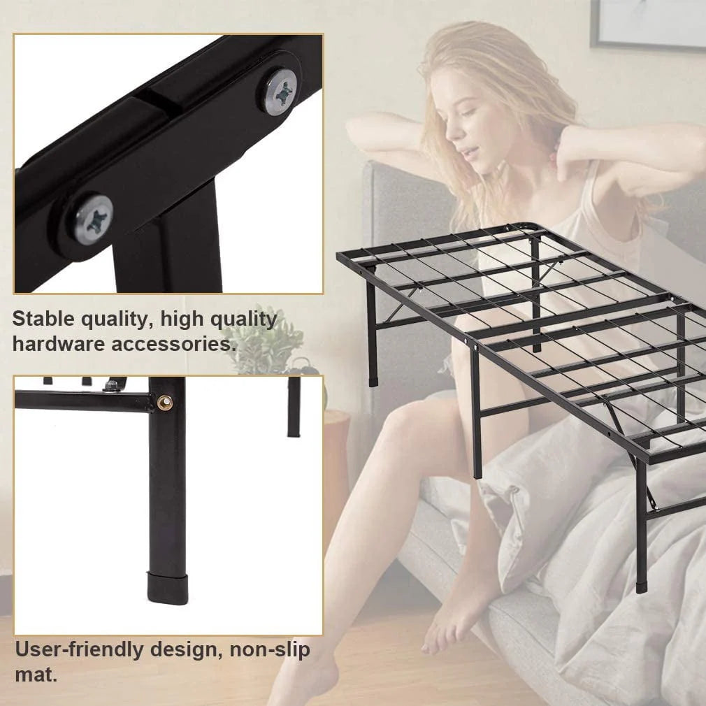Black 14 Inch Metal Twin Size Bed Frame R6040