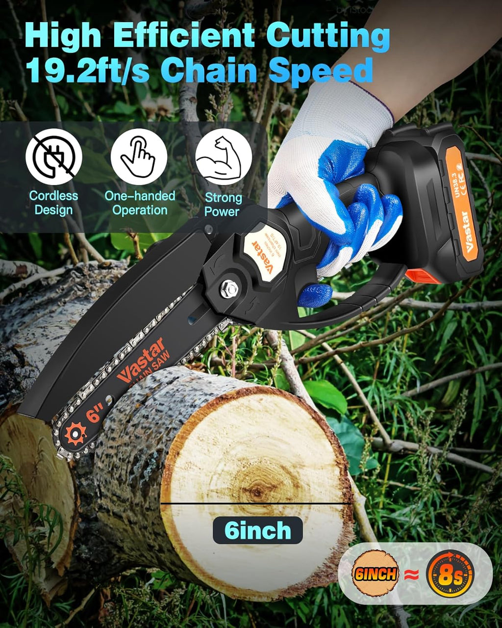 6inch Cordless Electric Chainsaw with 2 Batteries L105