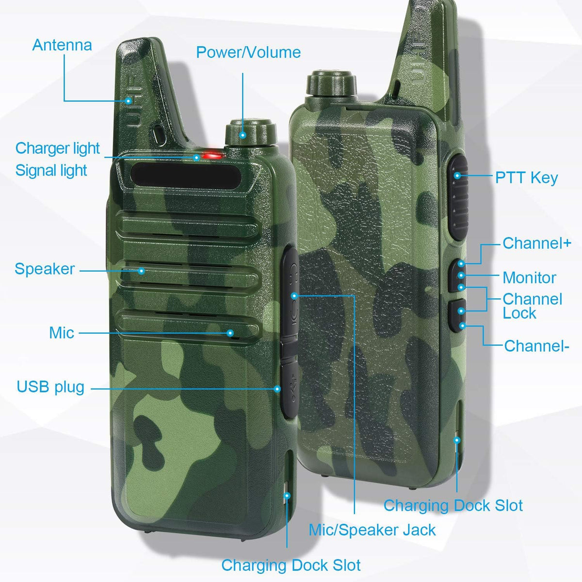 2 Pack Rechargeable Long Range Walkie Talkies N399
