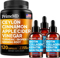 4-in-1 Liquid Biotin Collagen Keratin Saw Palmetto Drops & 5-in-1 Ceylon Cinnamon Turmeric Ginseng Bundle Y3634