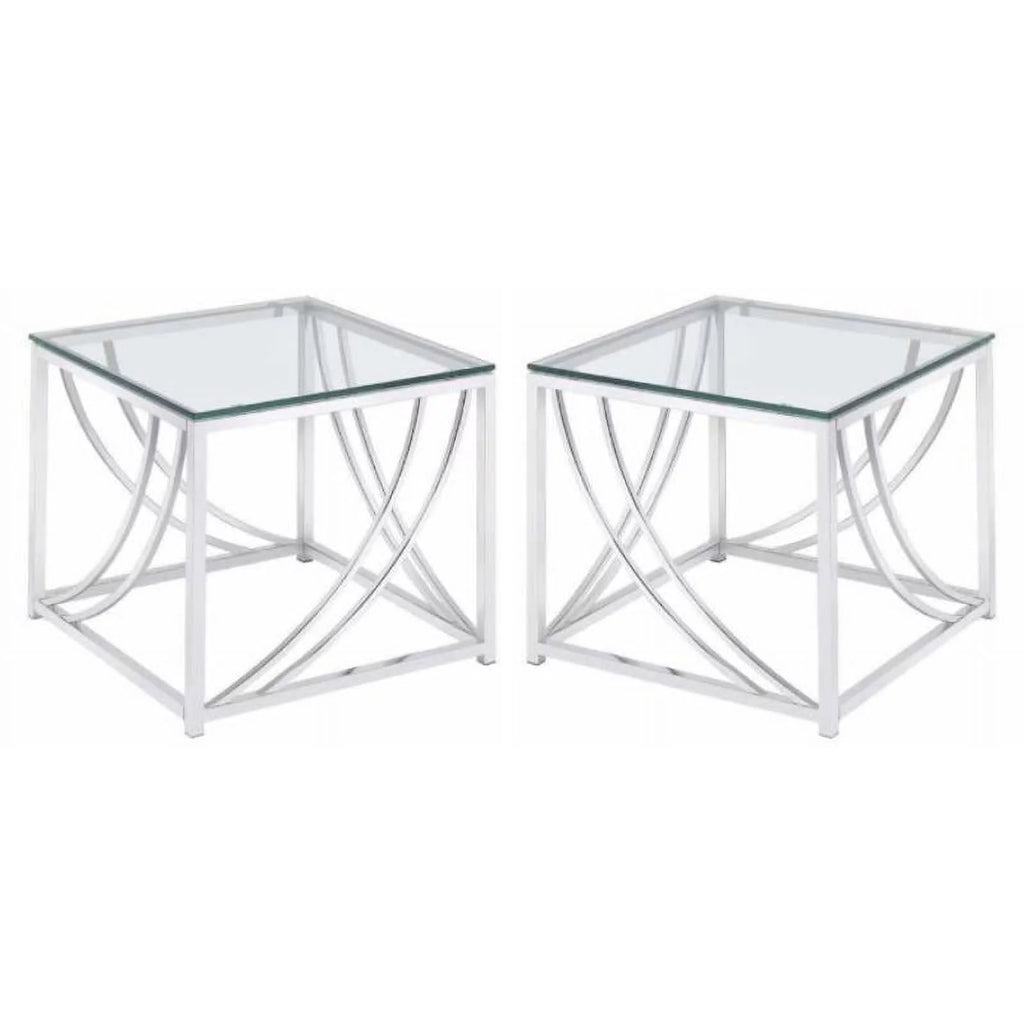 Square Glass Top End Table Set of 2 V6849