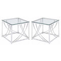 Square Glass Top End Table Set of 2 V6849