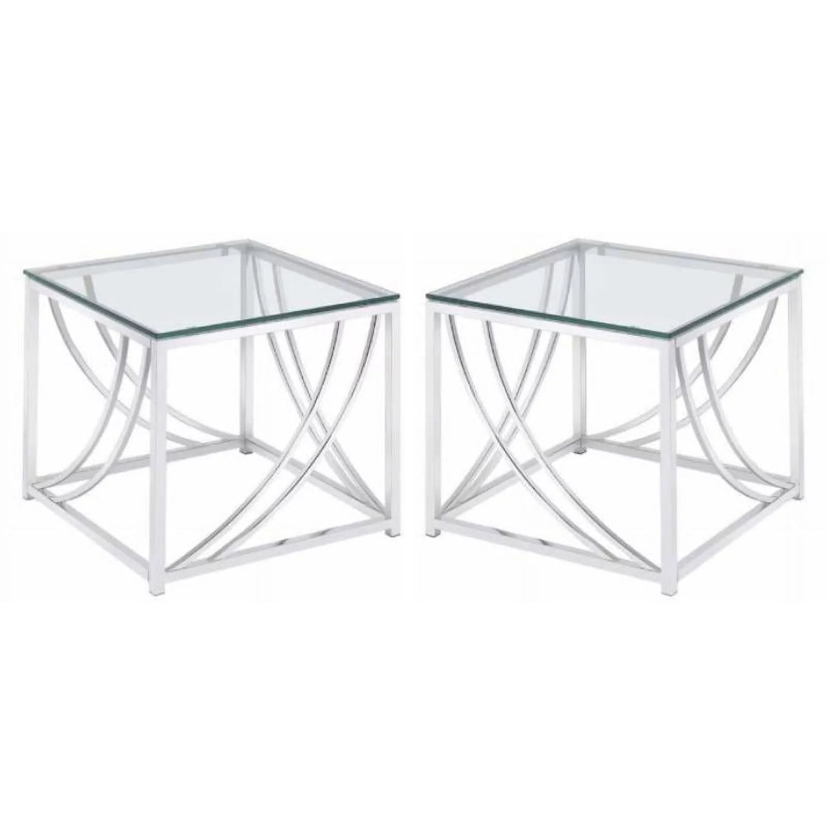 Square Glass Top End Table Set of 2 V6849