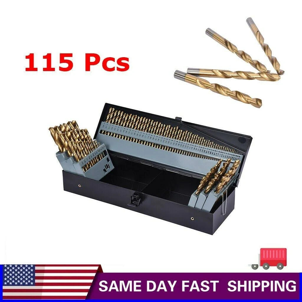 115pc Titanium Drill Bit Set with Index Case O260209