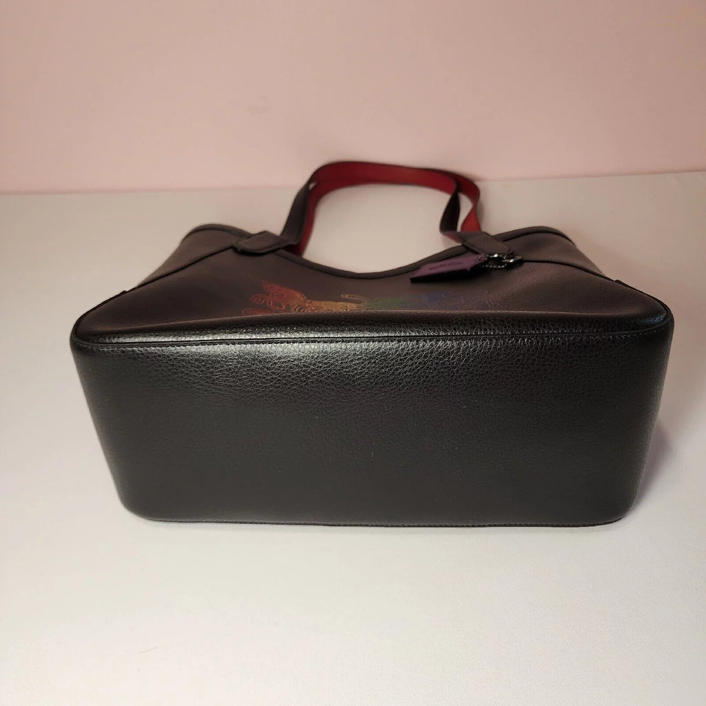 Large Black Leather Ombre Tote Bag U28775