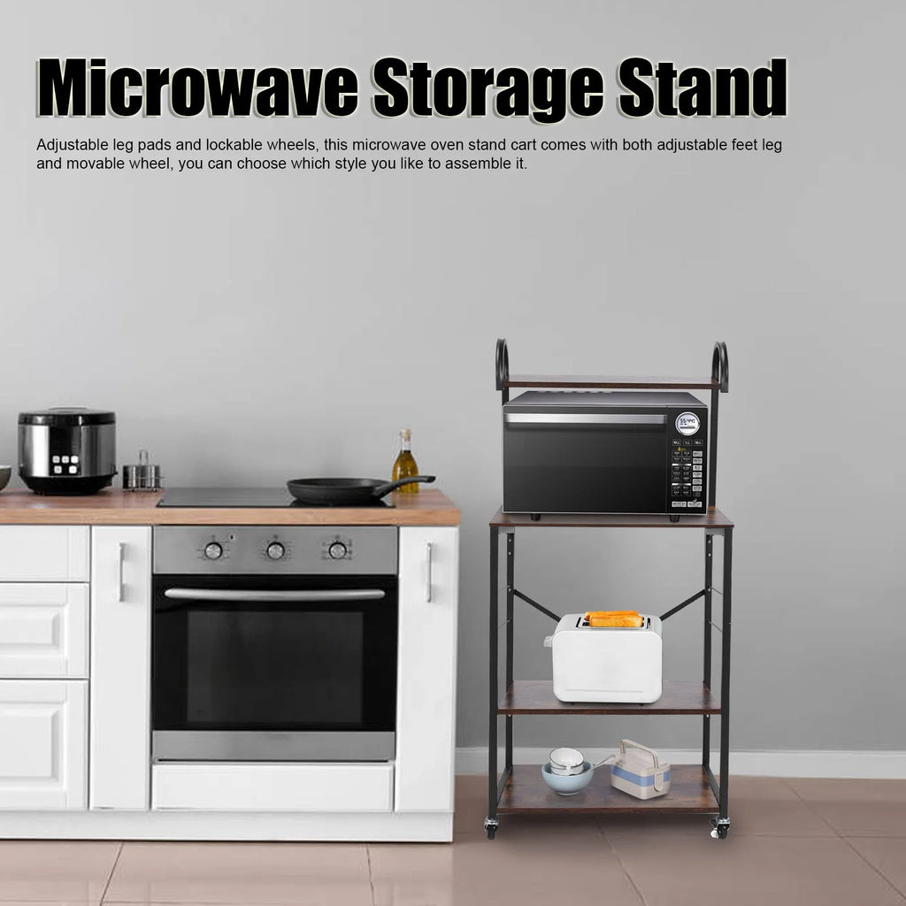 Microwave Storage Stand with Wheels Utility Shelf N4158