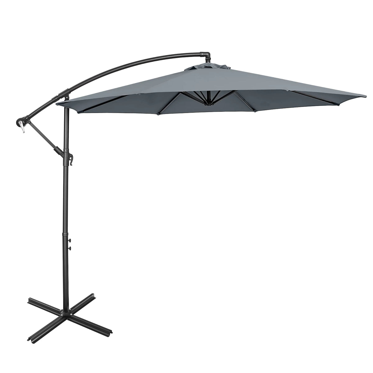 10 FT Patio Offset Umbrella with Cross Base Tilt Navy Blue F79340