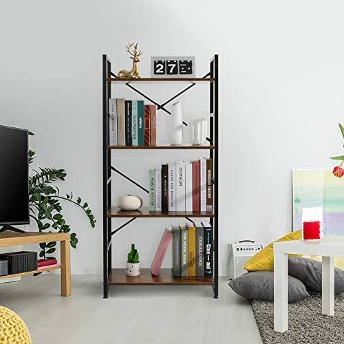 4-Shelf Wood and Metal Bookcase R75777