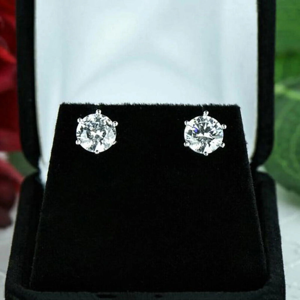 1 Carat Solitaire Round Moissanite Stud Earrings Screw Back B4257