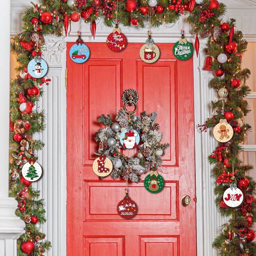 12 Styles Unfinished Wooden Christmas Ornaments Kit with Paint Pens G565989