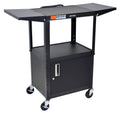 Adjustable Height Steel AV Cart with Cabinet and Drop Leaf O823118
