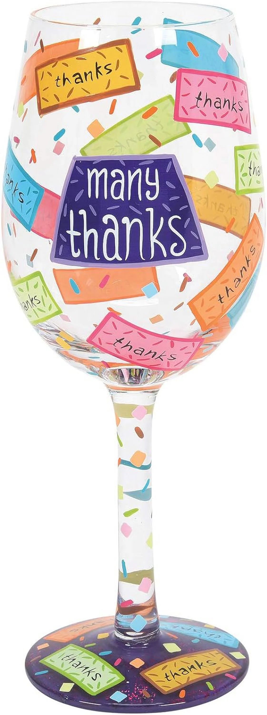 Hand-Painted Artisan Wine Glass 15 Ounce Multicolor G329